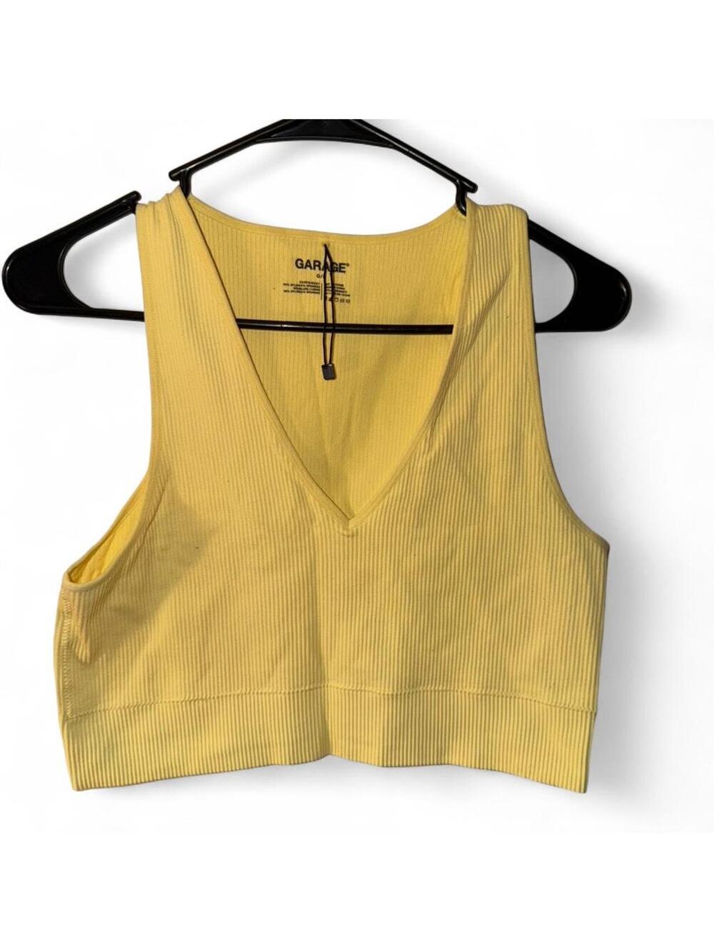 Garage yellow ribbed crop top